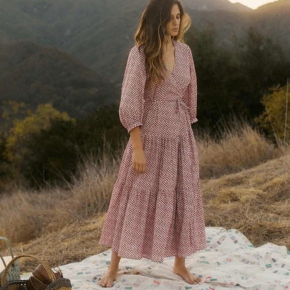 Christy Dawn Pink Printed Wrap Maxi Dress